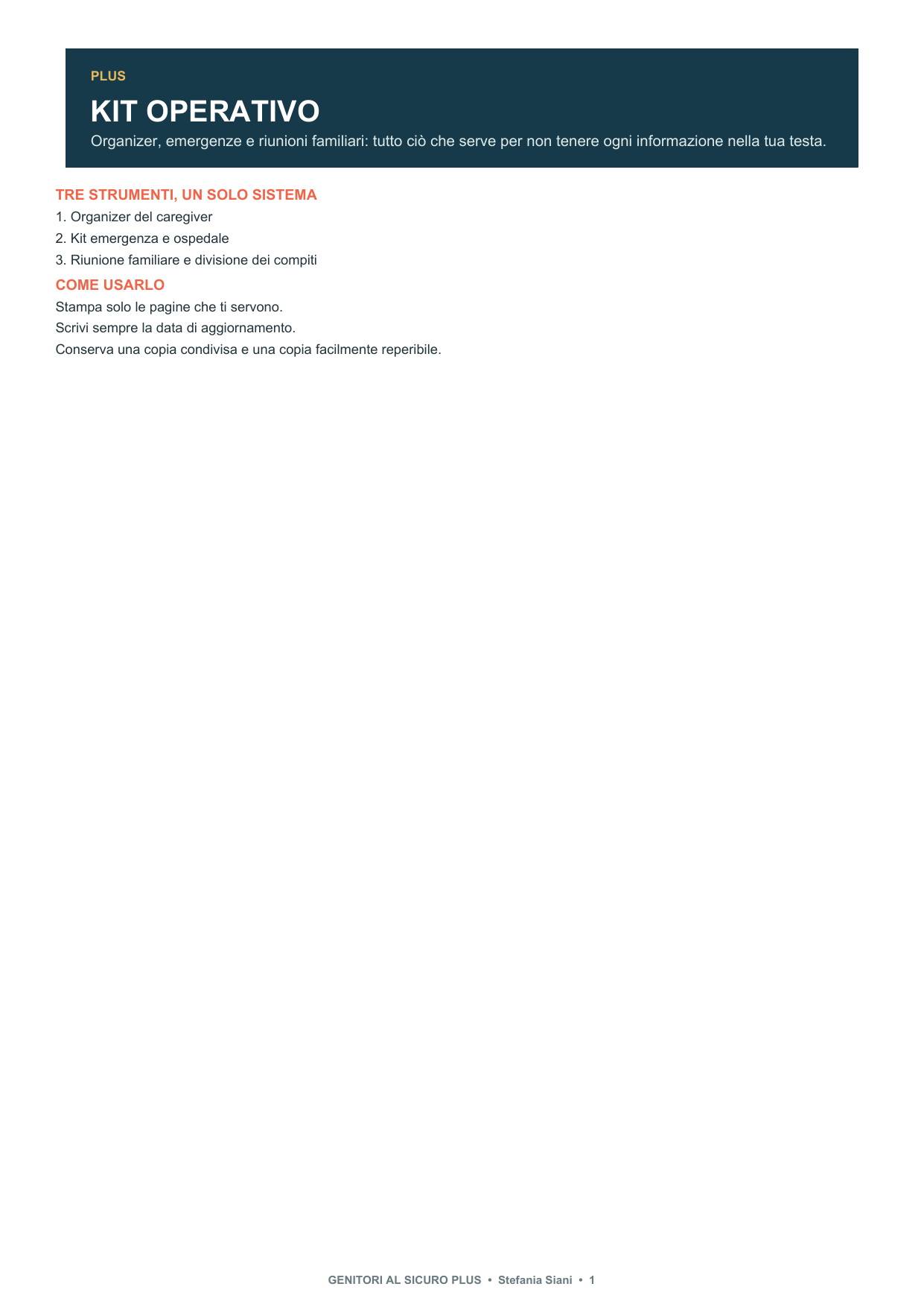 Cover of the Italian PLUS practical kit